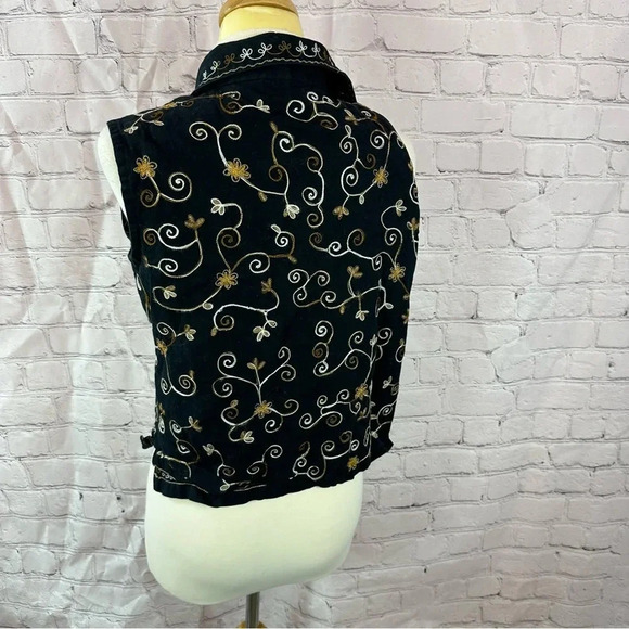 lifestyle fall vest with embroidery and cats cottagecore halloween fall sz large - Picture 3 of 8